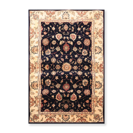 3'9"x5'9" Oriental Area Rug Hand Tufted New Zealand Wool & Silk Traditional 45-2015 Navy