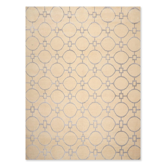 9' x 12' Hand Knotted Wool & Art Silk Modern Area rug Beige