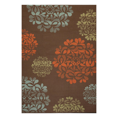 5'3 x 7'6 Machine Made Polypropylene Indoor Outdoor Oriental Area Rug Brown, Blue Color - Oriental Rug Of Houston