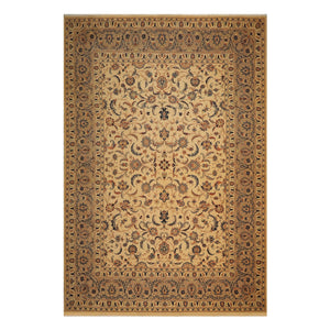 09' 11''x13' 05'' Warm Beige Taupe Burnt Orange Color Hand Knotted Persian 100% Wool Traditional Oriental Rug