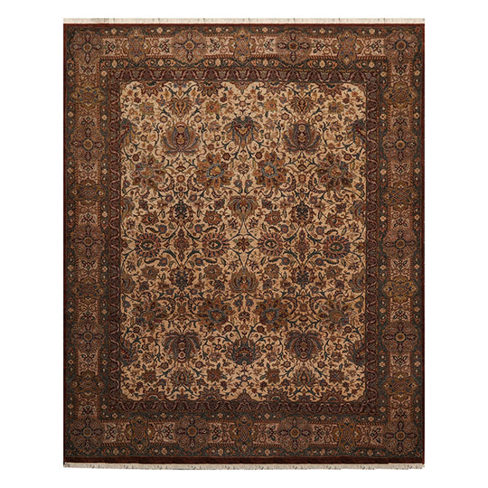 8'1" x 10'1" Hand Knotted 100% Wool 300 KPSI Oriental Area Rug Traditional Beige