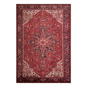 09' 01''x13' 02'' Red with Orange Undertones Navy Ivory Color Hand Knotted Persian 100% Wool Traditional Oriental Rug
