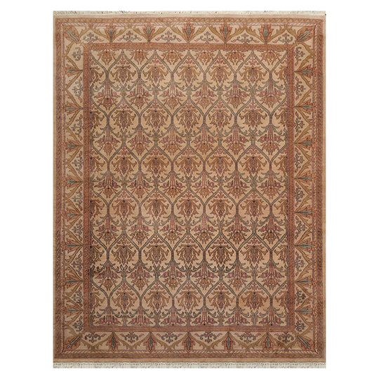 7'4" x 9'7" Hand Knotted 100% Wool 150 KPSI Agra Oriental Area Rug Beige