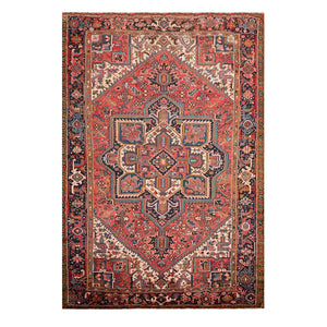 07' 06''x11' 01'' Apricot Ivory Blue Color Hand Knotted Persian 100% Wool Traditional Oriental Rug