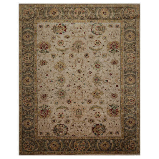 9'3" x 11'10" Hand Knotted Traditional 100% Wool Agra Oriental Area Rug Beige