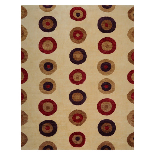 8' x 9'10" Hand Knotted 100% Wool Modern Designer Oriental Area Rug Beige