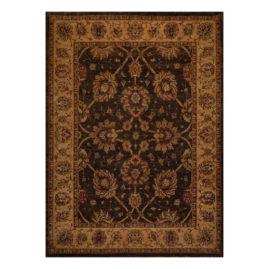 9' x 12'2" Hand Knotted Wool Peshawar Stone wash Vegetable dyes Area Rug Brown