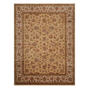 08' 08''x11' 11'' Caramel Beige Green Color Hand Knotted Persian 100% Wool Traditional Oriental Rug