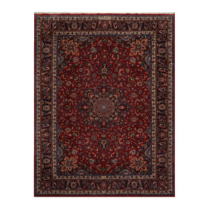 8' x11' 6'' Red Navy Ivory Color Hand Knotted Persian 100% Wool Traditional Oriental Rug