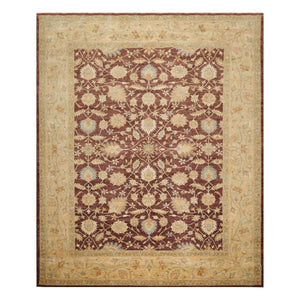 09' 01''x11' 11'' Brown Caramel Blue Color Hand Knotted Persian 100% Wool Traditional Oriental Rug