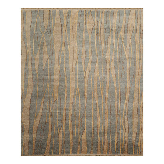 7'9"x9'9" Hand Knotted Wool Stone Wash Peshawar Vegetable Dye Area Rug Gray Blue