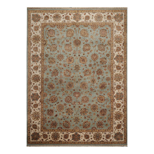 8'6" x 11'9" Hand Knotted 100% Wool Traditional Agra Oriental Area Rug Aqua
