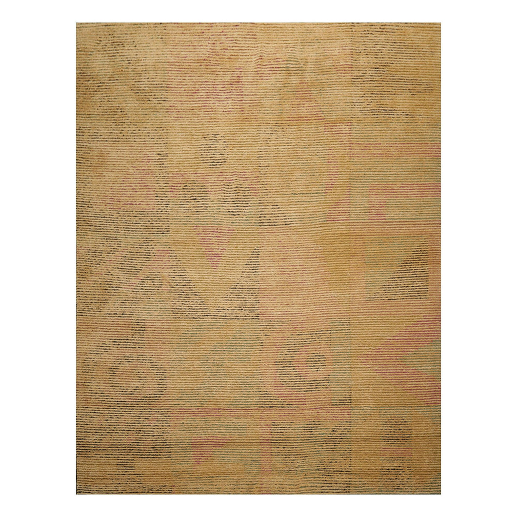 08' 02''x10' 06'' Tan Gold Rust Color Hand Knotted Tibetan 100% Wool Traditional Oriental Rug