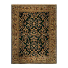08' 11''x11' 08'' Midnight Blue
 Tan Gold Color Hand Knotted Persian 100% Wool Traditional Oriental Rug