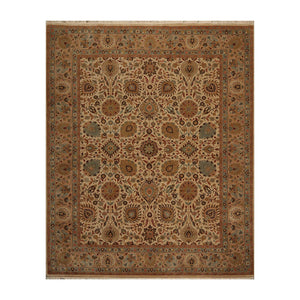 08' 00''x09' 11'' Beige Tan Peach Color Hand Knotted Persian 100% Wool Traditional Oriental Rug