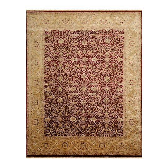 7'10" x 10'1" Hand Knotted 100% Wool Jaipur 200 KPSI Oriental Area Rug Maroon