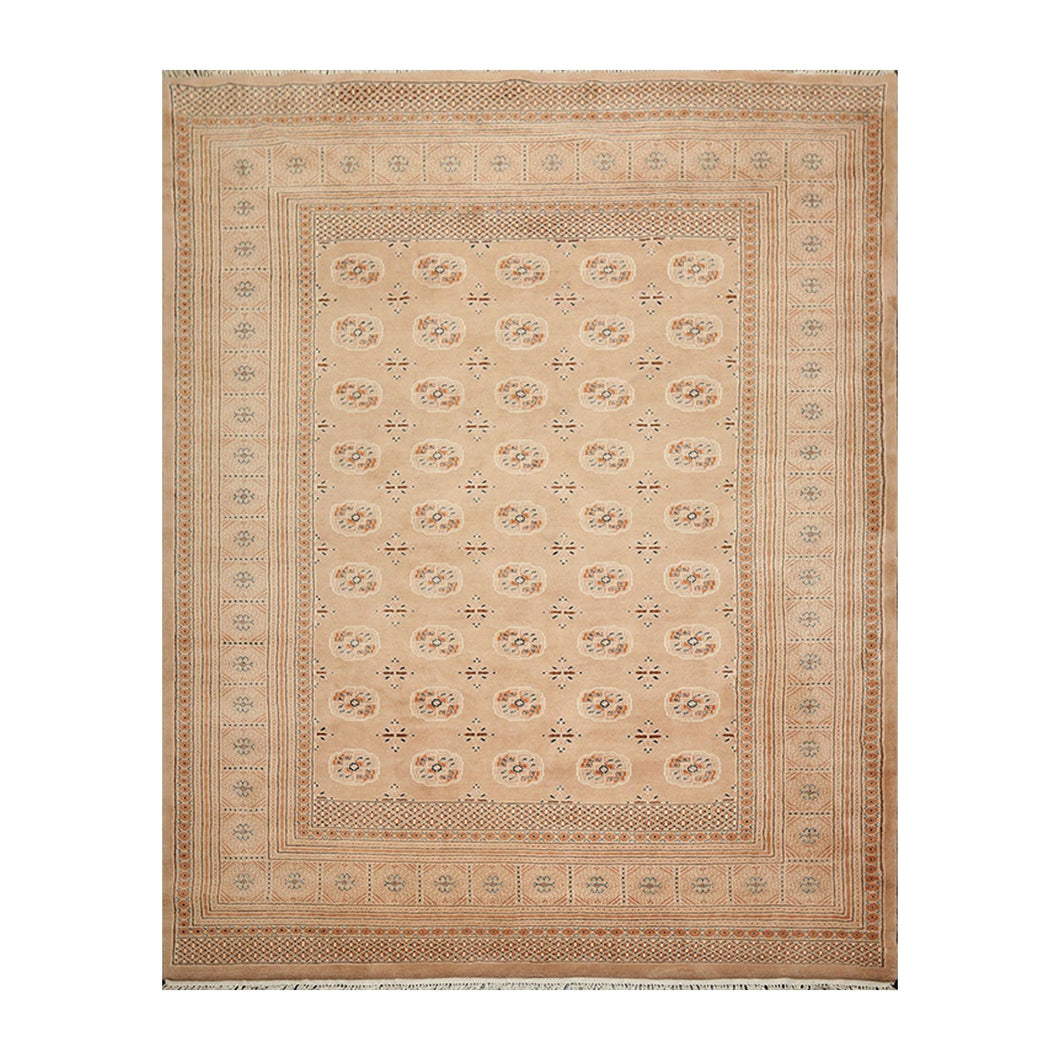 08' 03''x10' 05'' Apricot Ivory Black Color Hand Knotted Persian 100% Wool Traditional Oriental Rug