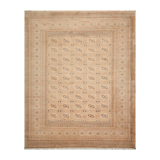 8'3" x 10'5" Hand Knotted 100% Wool Pakistan Bokhara 200 KPSI Oriental Area Rug Apricot