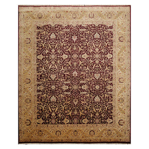 07' 10''x09' 08'' Maroon
 Tan Beige Color Hand Knotted Persian 100% Wool Traditional Oriental Rug