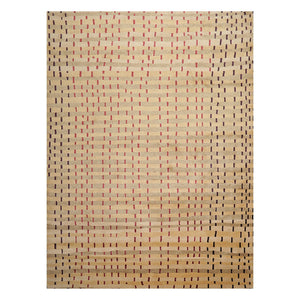 08' 02''x11' 01'' Tan Beige Black Color Hand Knotted Tibetan Wool and Silk Modern & Contemporary Oriental Rug