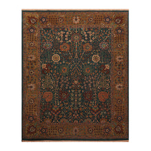 8' 1''x10'  Teal Muddy Gold Rust Color Hand Knotted Persian 100% Wool Traditional Oriental Rug