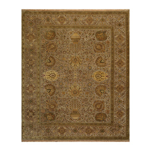 08' 00''x09' 10'' Taupe Sage Beige Color Hand Knotted Persian 100% Wool Traditional Oriental Rug