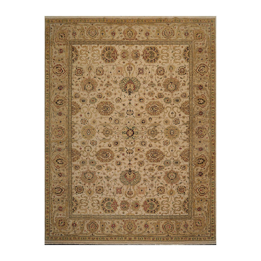 9'3" x 12'4" Hand Knotted Wool Agra Tea Wash 250 KPSI Oriental Area Rug Beige