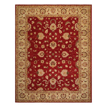 09' 03''x11' 11'' Rusty Red Light Gold Olive Green Color Hand Knotted Persian 100% Wool Traditional Oriental Rug