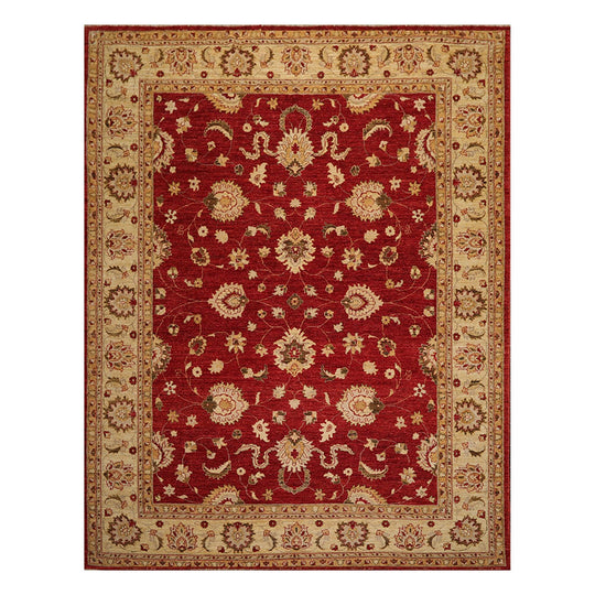 9'3" x 11'11 Hand Knotted 100% Wool Peshawar Vegetable Dye Area Rug Rusty Red