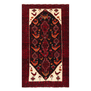 03' 06''x06' 00'' Charcoal Burgundy Burnt Orange Color Hand Knotted Persian 100% Wool Traditional Oriental Rug
