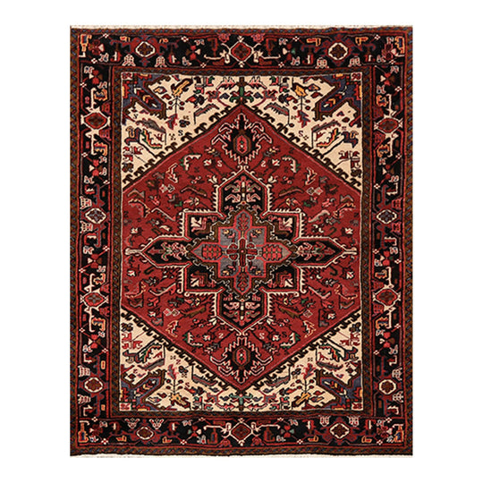 5'3" x 6'7" Hand Knotted 100% Wool Herizz Traditional Oriental Area Rug Red