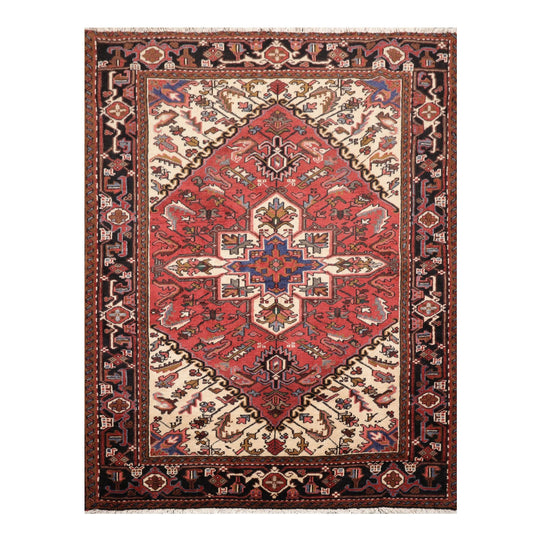 5' x 6'6" Hand Knotted 100% Wool Traditional Herizz Oriental Area Rug Rust