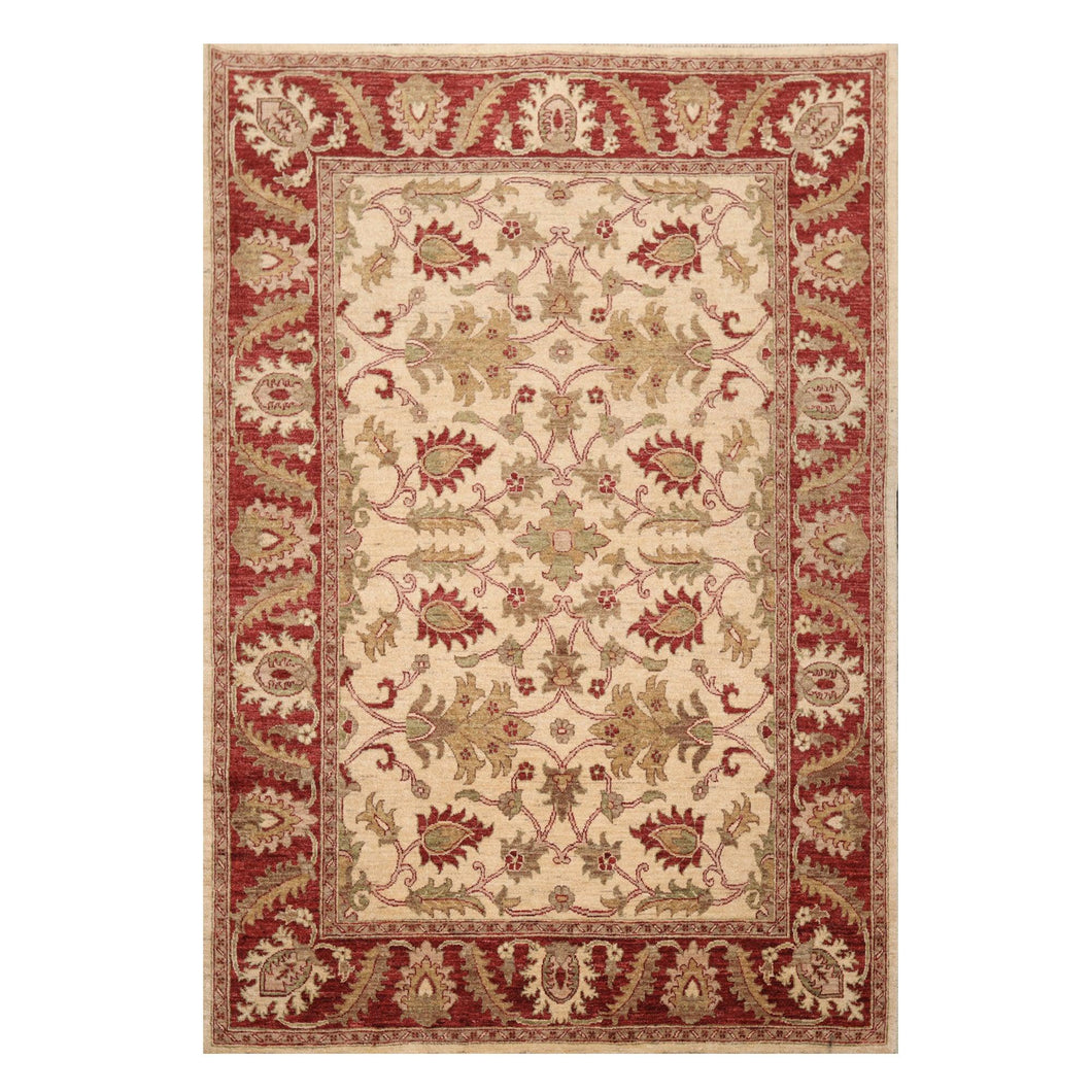 05' 09''x08' 04'' Beige Rust Sage Color Hand Knotted Persian 100% Wool Traditional Oriental Rug