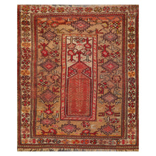 3' 8''x4' 5'' Tan Beige Orange Color Hand Knotted Hand Made 100% Wool Traditional Oriental Rug