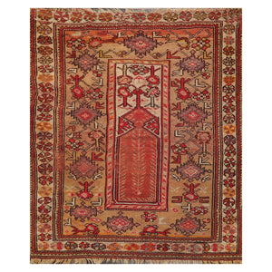 3'8" x 4'5" Hand Knotted 100% Wool Antique Turkish Oushak Oriental Area Rug Tan - Oriental Rug Of Houston