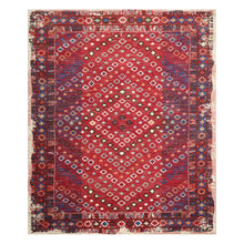 8' x11'  Red Ivory Blue Color Machine Made Persian 100% Wool Modern & Contemporary Oriental Rug