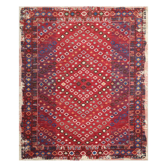 8'1" x 11'6" Machine Made 100% Wool Area Rug Red Made in USA