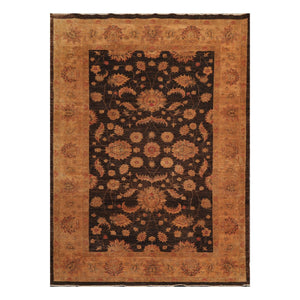 6' x9'  Chocolate Gold Orange Color Hand Knotted Persian 100% Wool Traditional Oriental Rug