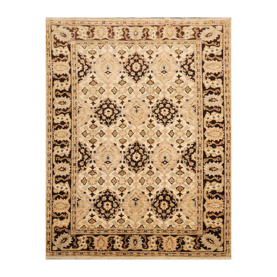 4'1 x 5'8" Hand Knotted 100% Wool Peshawar 200 KPSI Oriental Area Rug Beige