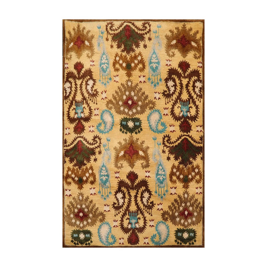 5' x 8' Handmade Arts & Crafts 100% Wool Oriental Area Rug Gold