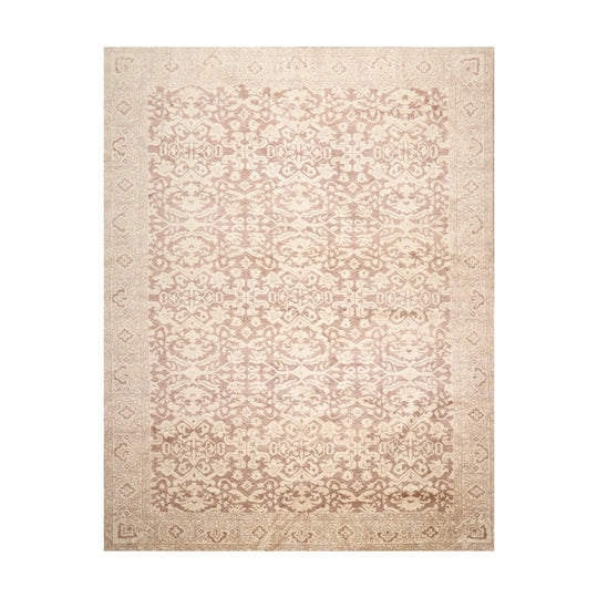 9’x12’ Hand Knotted Designer Tibetan Wool Antique Reproduction Area Rug Beige
