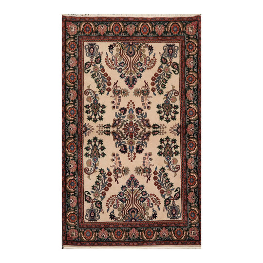 4' x 6' Hand Knotted 100% Wool Saroukk Traditional Oriental Area Rug Beige