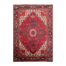6' 11''x9' 11'' Red Charcoal Ivory Color Hand Knotted Persian 100% Wool Traditional Oriental Rug