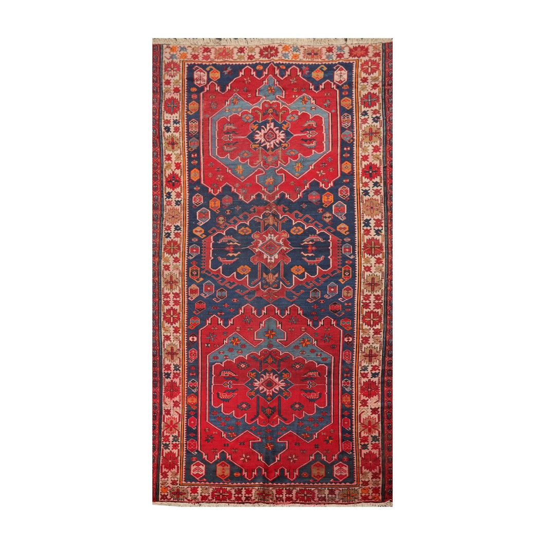 5' 10''x12' 2'' Navy Red Rust Color Hand Knotted Persian 100% Wool Traditional Oriental Rug