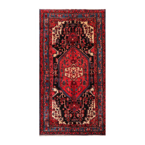 5' 6''x10' 2'' Red Charcoal Ivory Color Hand Knotted Persian 100% Wool Traditional Oriental Rug