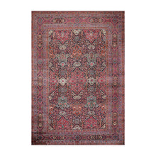 9' 5''x13' 6'' Navy Rose Turquoise Color Hand Knotted Persian 100% Wool Traditional Oriental Rug