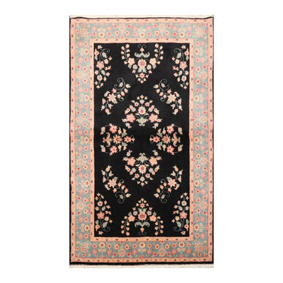 4' x 6' Hand Knotted 100% Wool Rare Romanian Saroukk Area Rug Black - Oriental Rug Of Houston