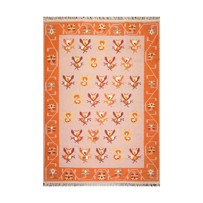8'5'' x 11'5'' Hand Woven Dhurry Reversible 100% Wool Oriental Area Rug Rose - Oriental Rug Of Houston