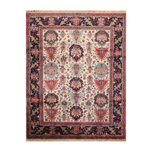 8' x10' 2'' Beige Navy Blue Color Hand Knotted Persian 100% Wool Traditional Oriental Rug