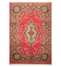 5' 11''x8' 10'' Coral Black Beige Color Hand Knotted Persian 100% Wool Traditional Oriental Rug